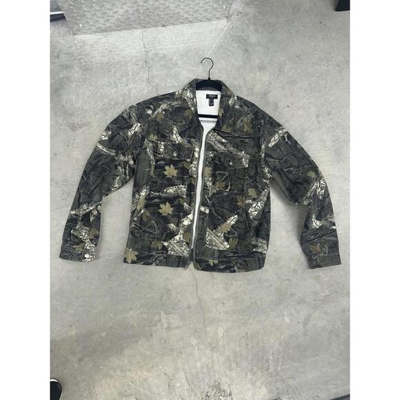 Camo Printed Work Jacket, Cotton Canvas, Men’s L, Carpenter Style Hardware - Picture 1 of 4